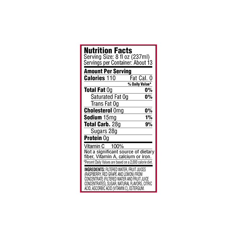Langers Juice, Raspberry Lemonade, 101.4 Fl Oz (Pack of 4)