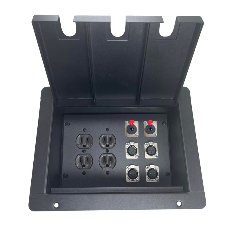 PROCRAFT FPPL-2DUP6X-BK Recessed Stage Pocket/Floor Box 2AC + 6CH (Any