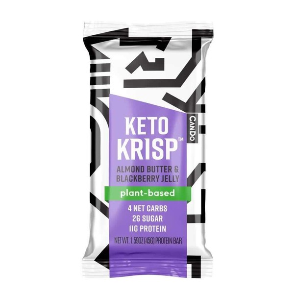 Keto Krisp Keto Bars - Low-Carb, Low-Sugar - (12 Pack, Almond Butter & Blackberry Jelly) - Gluten-Free Crispy, Perfectly Delicious, Ketogenic Healthy Diet Snacks and Food