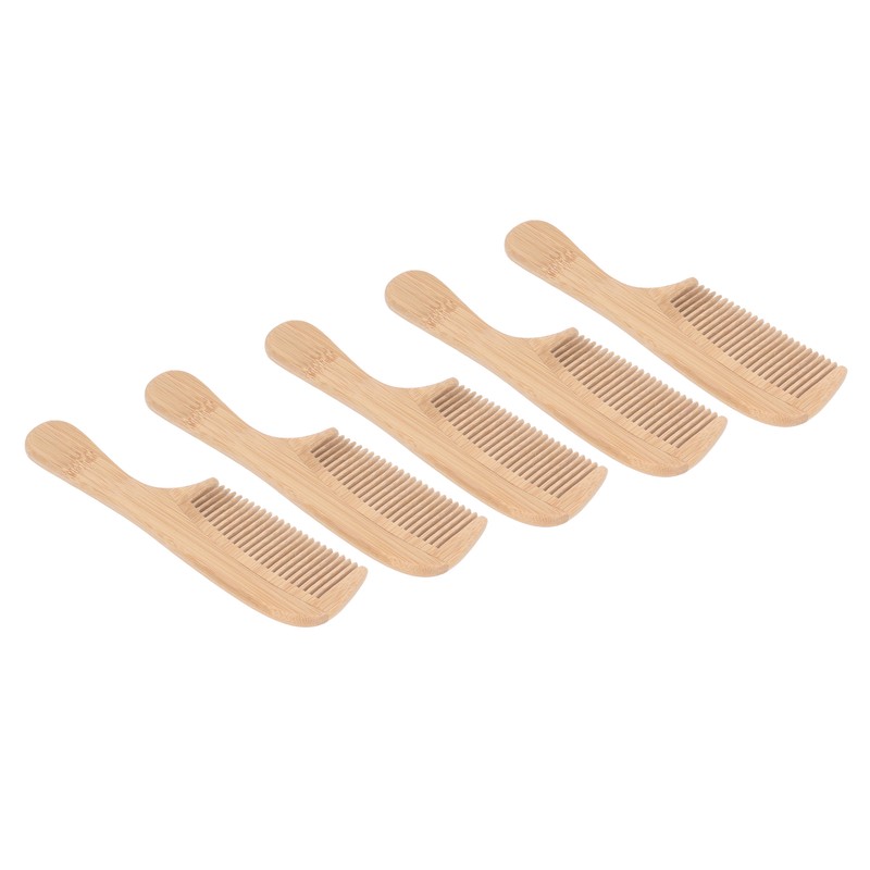 5pcs Bamboo Hair Comb Anti Statics Round Teeth Fragrance Wide