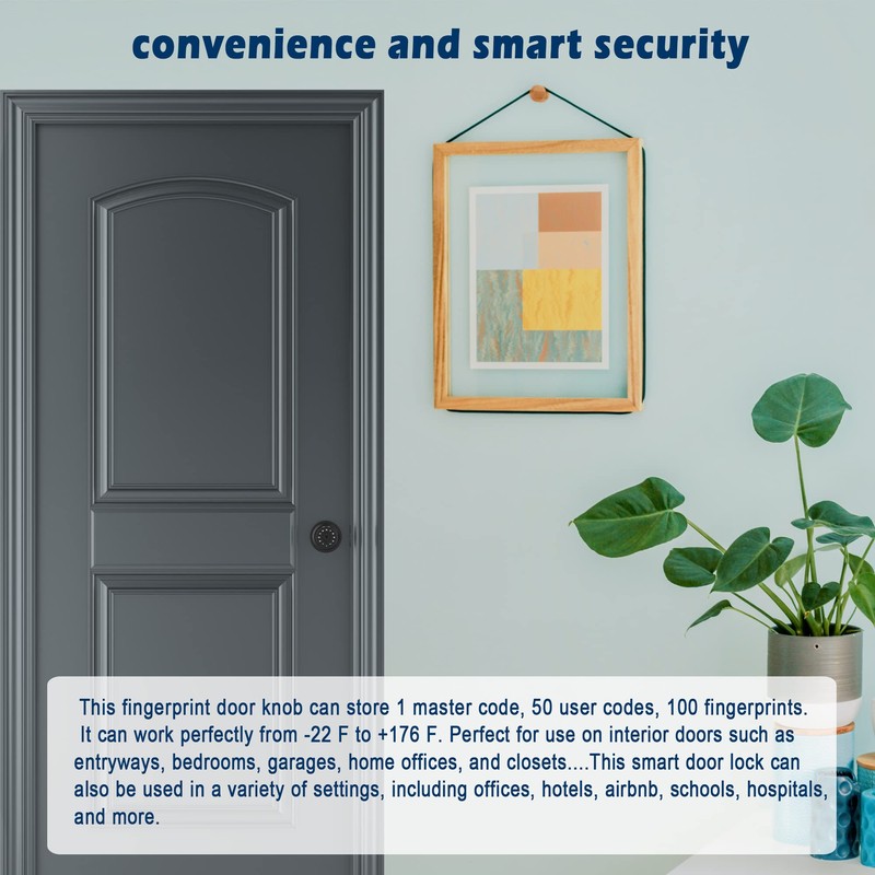 iuknob Fingerprint Door Knob with Keypad and Key, Smart Biometric