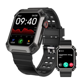 Rugged Men's Smartwatch - 1.83' Big Screen Blood Pressure Fitness Tracker, Bluetooth Call (Answer/Dial) IP69K Waterproof Health Monitor Running Smartwatch for iPhone Android