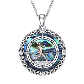 YAFEINI Compass Necklace Gymnastics Gift for Women 925 Sterling Silver Compass Inspirational Jewellery for Women Girls, Sterling Silver