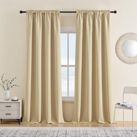 CUCRAF Blackout Curtains 84 inches Long for Living Room, Light Beige Room Darkening Window Curtain Panels, Rod Pocket Thermal Insulated Solid Drapes for Bedroom, 52x84 inch, Set of 2 Panels