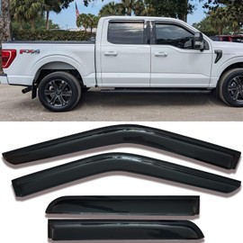 TONOYTIM Window Visors Rain Guards Side Wind Deflectors for 2015-2025 F-150 Crew Cab, 2017-2025 F-250 F-350 F-450 Super Duty (SuperCrew/Crew) Cab, Vent Guard Shade Sun 94975 4-Pieces Set