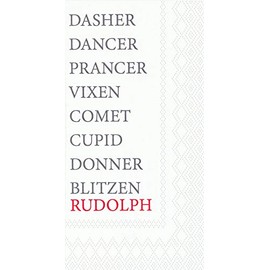 Boston International IHR 3-Ply Dinner Napkins Decorative Paper Guest Towels, 16-Count, 8.5" x 4.5", Reindeer