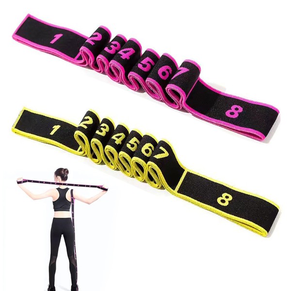 LINGJIA Pack of 2 Yoga Strap, Pilates Bands, Highly Elastic