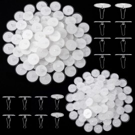 Mxxipp 80 Pack Self-Adhesive Ceiling Hooks for Hanging, Sticky No-Drill Ceiling Discs with Iron Hook, Transparent Wall Hanger for Festival Wedding Birthday Party Christams Decorations