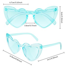 flintronic 6 Pack Heart Shaped Sunglasses, Vintage Love Heart Sunglasses, Women Cat Eye Ladies Retro Vintage Designer Style (Blue,Purple,Pink)