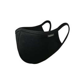 Maskari Black Reusable Face Mask | Face Masks Washable UK | 3 Layer Mens Face Mask | HeiQ Viroblock | Breathable Face Mask | Sporty | Advanced 1 Pack, Large