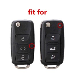 Happyit Genuine Leather Car Key Cover Case for Volkswagen Landbeat Passat Tiguan Jetta POLO Bora New Sutton with Fluorescent Button Line