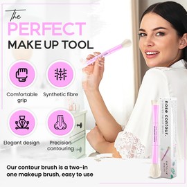 Katelia Beauty Precision Duo Contour Brush for Sculpting and Defining, Innovative Dual-Ended U-Shaped Nose Contour Brush