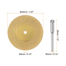 sourcing map 10pcs Diamond Cutting Wheel 40mm Titanium Coating Cut Off Discs Diamond Cutting Wheels Replacement with 2pcs 3mm Mandrel for Rotary Tools