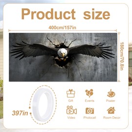 THISFIND 13×6 ft Eagle Breaking Through Wall Garage Door Banner – Cracked Concrete Effect, Outdoor Decor with Brass Grommets Hanging Rope