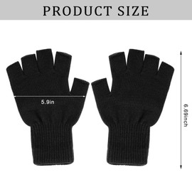 Sumfox 4 Pairs Black Fingerless Gloves for Women Men Unisex Half Finger Gloves Knit Gloves Winter Stretchy Gloves (Black, Red, Dark Grey, White)