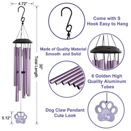 Pet Memorial Wind Chime, Dog Memorial Gifts,Loss of Dog Sympathy Gift to Comfort,Dog Wind Chimes for Pet Memorial Gifts, Decorations Windchimes Outdoor Garden Yard Decor