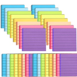 LJ010 32 Pack Lined Sticky Notes 3x3, Bright Ruled Post Stickies Self Adhesive Memo Papers with Lines for Office, Home, School, Meeting