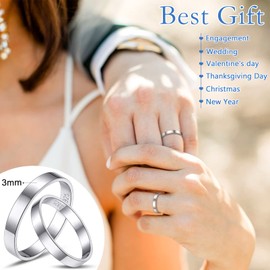 Couples Ring High Polishing Glossy Band 3mm Stackable Thin Rings Engagement Wedding Bands Promise Jewellery Size 12