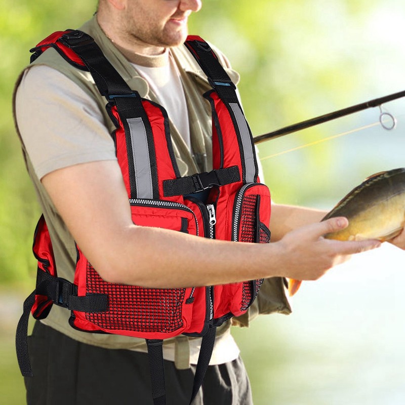 Portable Adult Floating Vest Fishing Waistcoat Multi Pocket Life Jacket