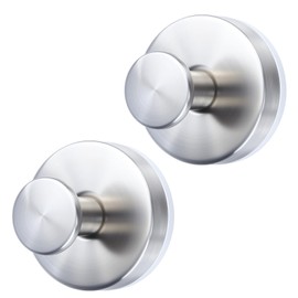 WellMade 2 Pack Brushed Stainless Steel Suction Cup Hooks for Shower, Bathroom, Kitchen, Waterproof & Rustproof Wall Hooks for Glass, Tile, Mirror