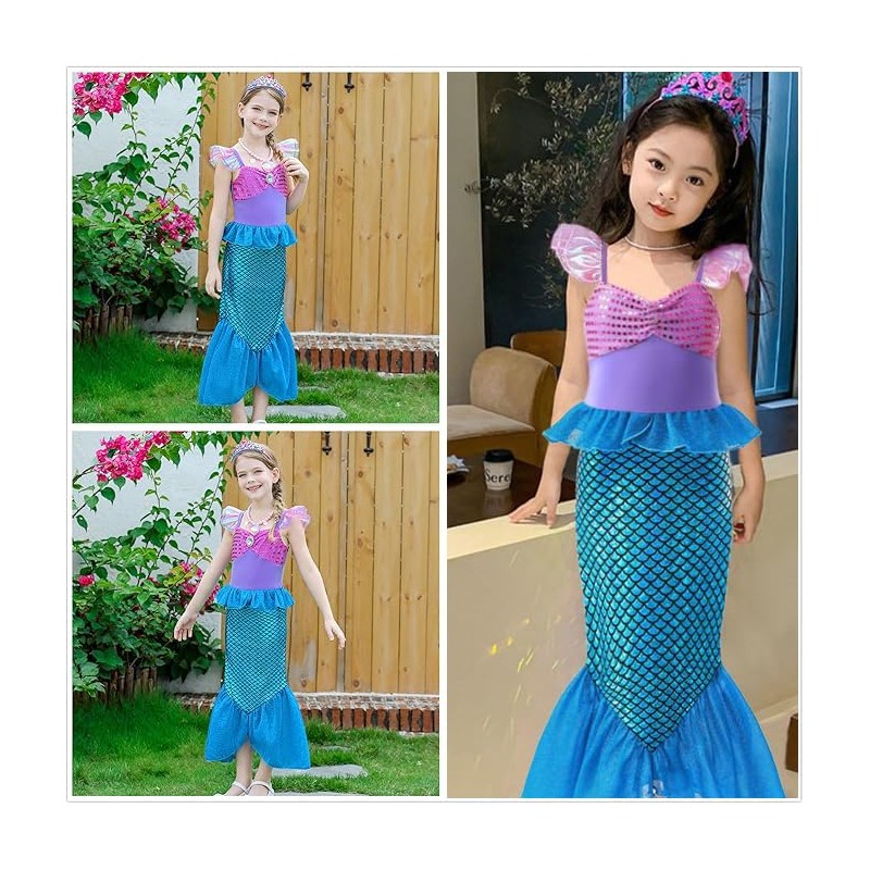 Avady - Disfraz de princesa para niñas con peluca, bolso,
