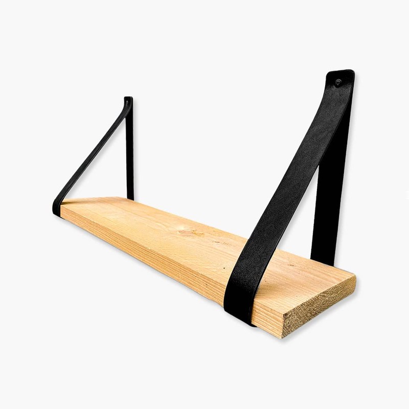 Brute Strength - PU Leather Shelf Brackets - Black -