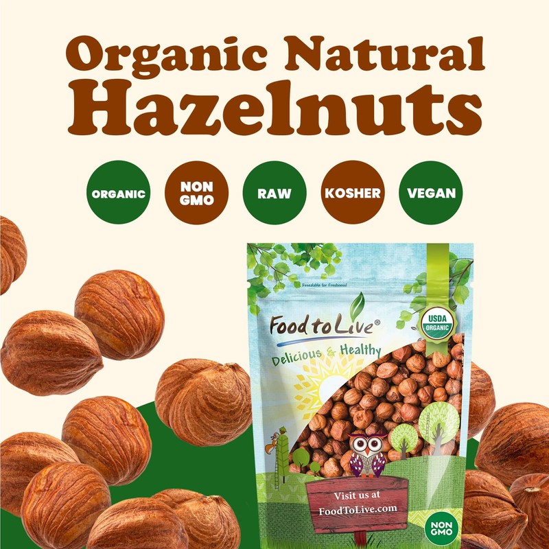 Food to Live Organic Hazelnuts, 4 Pounds – Non-GMO, Raw