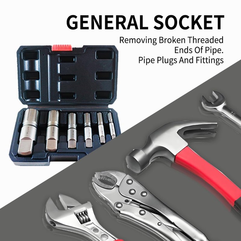 6-Piece Heavy Duty Pipe Extractor Set，Broken Pipe Removal Tool Kit