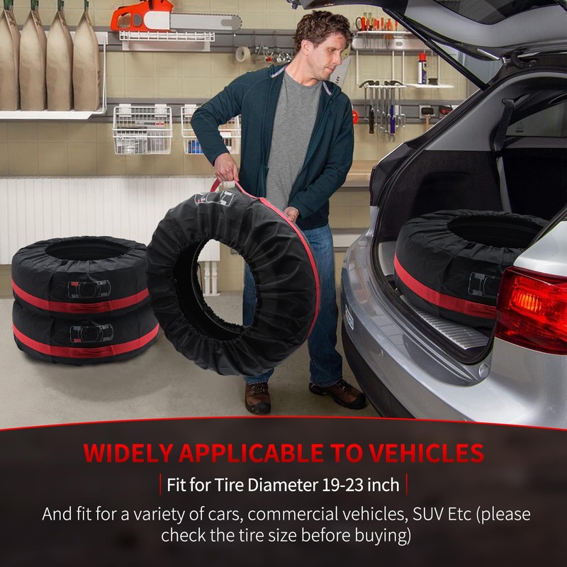 Geloo 4PCS Tire Cover, Seasonal Tire Totes,Polyester Wheel Tires Storage