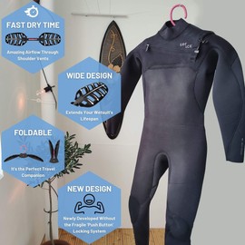 Hang 11' Wetsuit Hanger - Ultimate Wet suit Hangers, Drysuit hanger, Scuba Gear Hanger, Quick Dry Foldable & Vented Wetsuit Dryer, Surfing & Scuba Diving Accessories, Perfect Life Jacket or BCD Hanger