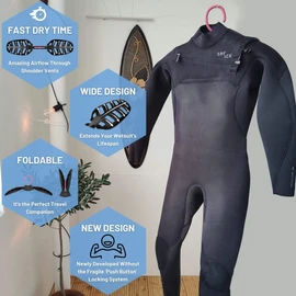 Hang 11' Wetsuit Hanger - Ultimate Wet suit Hangers, Drysuit hanger, Scuba Gear Hanger, Quick Dry Foldable & Vented Wetsuit Dryer, Surfing & Scuba Diving Accessories, Perfect Life Jacket or BCD Hanger