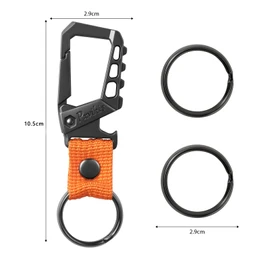 Pxvikis Carabiner clip Keychain metal heavy duty key chain bottle opener holder car key fob belt ring unisex for men and women.Orange
