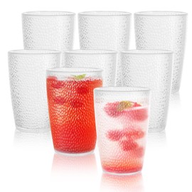 YKUKIZEE 8 Pcs Plastic Drinking Glasses 350 ml, Reusable Acrylic Glasses Tumblers Cups Stacked, 12 oz Unbreakable Plastic Tumblers for Adults Juice Water Picnic Camping Party
