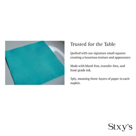 Stxy's 3ply Teal Napkins Disposable with (Non-Toxic Ink) Beverage Turquoise napkins Aqua Blue Paper Cocktail Napkin set (60ct) 5" x 5"