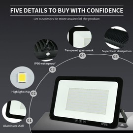 2Pack LED Flood Light Outdoor,150W LED Work Light 15500lm with 6FT US Plug,IP66 Waterproof Exterior Security Lights,6000K Daylight White Outside Floodlights Slim Design for Playground Yard