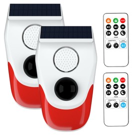 ChunHee Solar Outdoor Motion Sensor Alarm,Motion Activated Alarm,Adjustable Sensitivity & Volume Loud Siren Security,with Remote Control for Home,Yard,Farm,Chicken coop,Barn (2 Pack)
