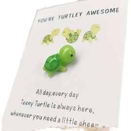 Green Emotional Support Turtle, You're Turtley Awesome, Lovely Turtle Shaped Card Friendship, Cute Mini Green Turtle Decoration Hanging Ornaments, Turtle Motivational Card