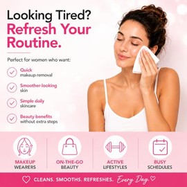 Toallitas limpiadoras de maquillaje antienvejecimiento con retinol y colágeno, paquete de 4 (100 toallitas) (colágeno)