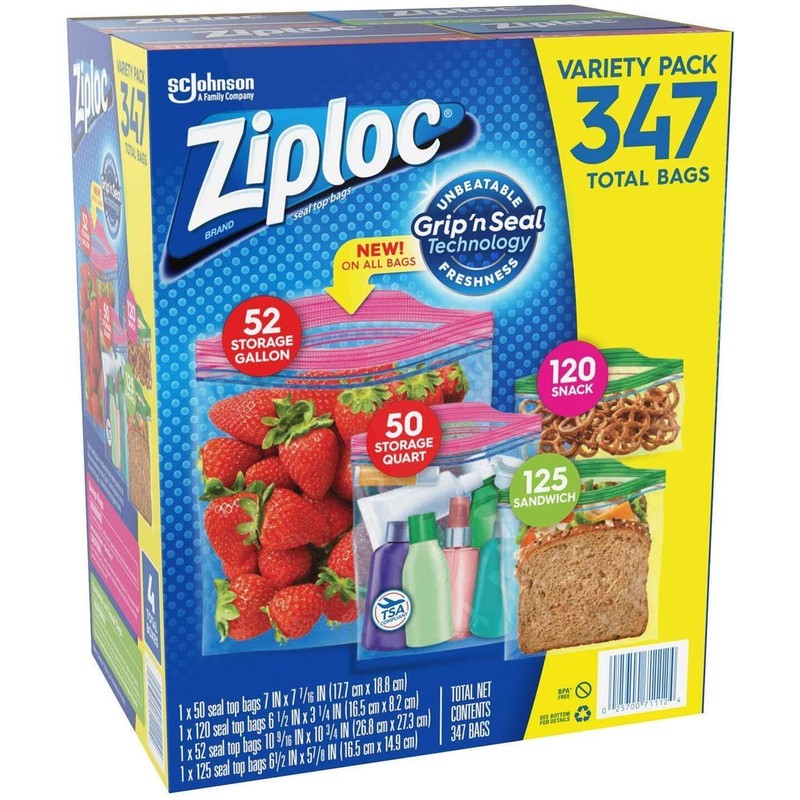 Ziploc Gallon, Quart, Snack & Sandwich Bags (Variety 347 Bags)