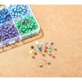 1000 PCS Push Pins Map Tacks,Multi-Color 1/8" Round Head with Stainless Point,15 Assorted Colors for Bulletin Board, Cork Board, World Map Pin Board, Fabric Marking, Craft, Office