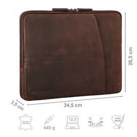 STILORD 'Merkur' Vintage Leather Laptop Case 13 to 14 Inch for Macbook and Laptop Sleeve Case Soft Leather Case Soft Genuine Leather, Zamora - Brown