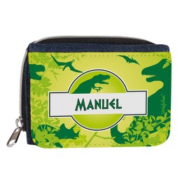 Striefchen® Children's Dinosaur Wallet with Own Name Print, Denim blue, Casual