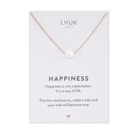 LUUK LIFESTYLE Necklace with Pendant, Waterproof Stainless Steel Chain, Elegant Design & Everyday Necklace for Women, Jewelry Gift Idea, Pearl (Solitaire), Rose Gold