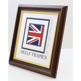 Skelf Frames 6 x 6 Inches Square Picture Photo Frame in 35mm Dark Wood with Gold Inlay with Glass Hand made in Yorkshire (Multiple Sizes)