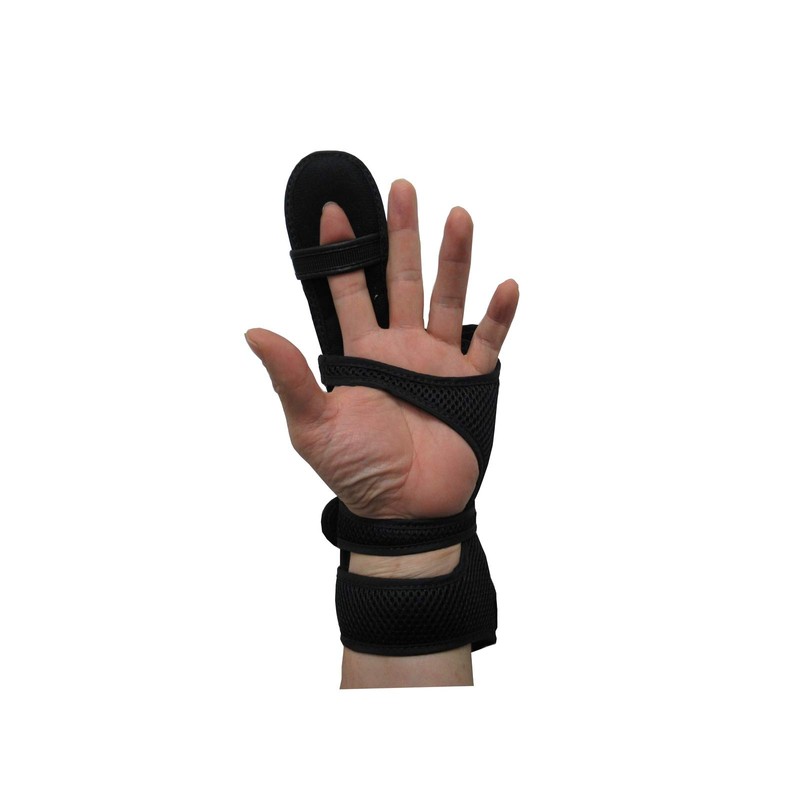 Left Hand ABS Finger Support Bowling Resting Gloves (L, Black/Black)