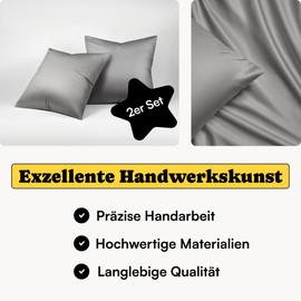 Seralino Tencel Cushion Cover 80 x 80 cm, Grey Dark Grey (Set of 2), 100% Lyocell Pillowcase 80 x 80 cm, High-Quality Cushion Cover, Zip, Oeko-Tex, Breathable, Allergy Sufferers Pillowcases