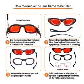 JILERWEAR - anteojos de seguridad láser profesionales de 180 nm-540 nm OD 6+ violeta/azul/verde para 405 nm, 445 nm, 450 nm, 473 nm, 532 nm, láser ligero y diseño de moda