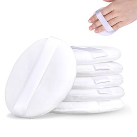6 Pcs Powder Puff 3.15 Inch Powder Puff for Body Powder Large Ultra Soft Velour Body Powder Puff Round Velour Powder Puff with Ribbon Loose Powder Puff for Woman Gril Make up (White)