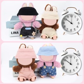 15cm-17cm Dolls Clothes with Adjustable Straps & Cute Hat for Girls, Summer Overalls Outfits Clothing Set for 17 CM Doll, Cute Fashion Ropa De for Have a Seat Doll Daily Wear-Pink