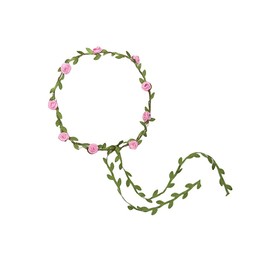 Lofruiin Women's Simulated Rose Flower Wreath Floral Crown Headband Accessories for Beach Travel Photography (Pink, Free)